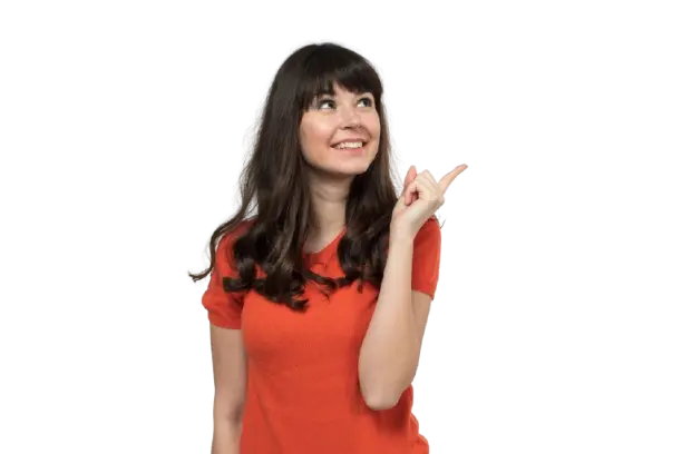 Model menunjuk ke penawaran promo website